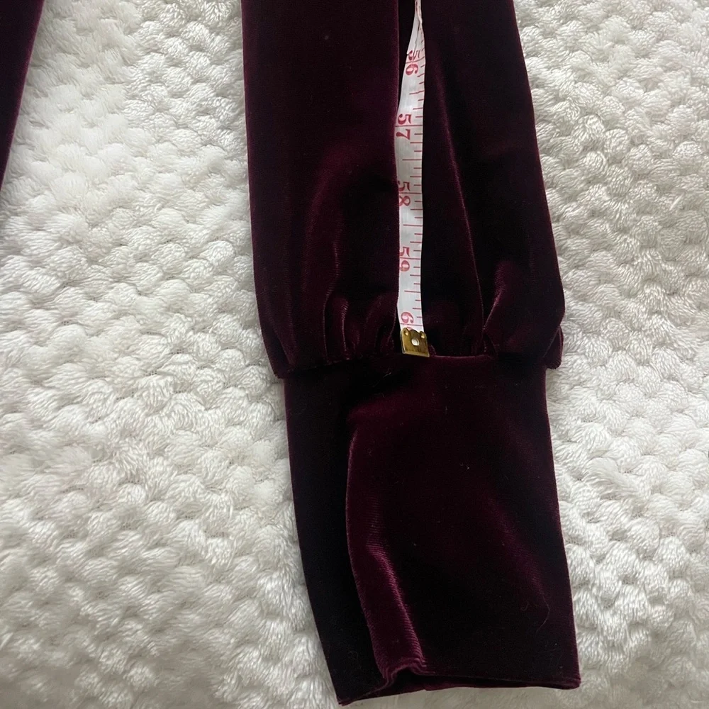 Monique Lhuillier Collection Merlot Soft Velvet Tapered Jumpsuit